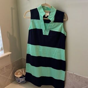 Sail to Sable navy/green striped preppy sleeveless dress, size m